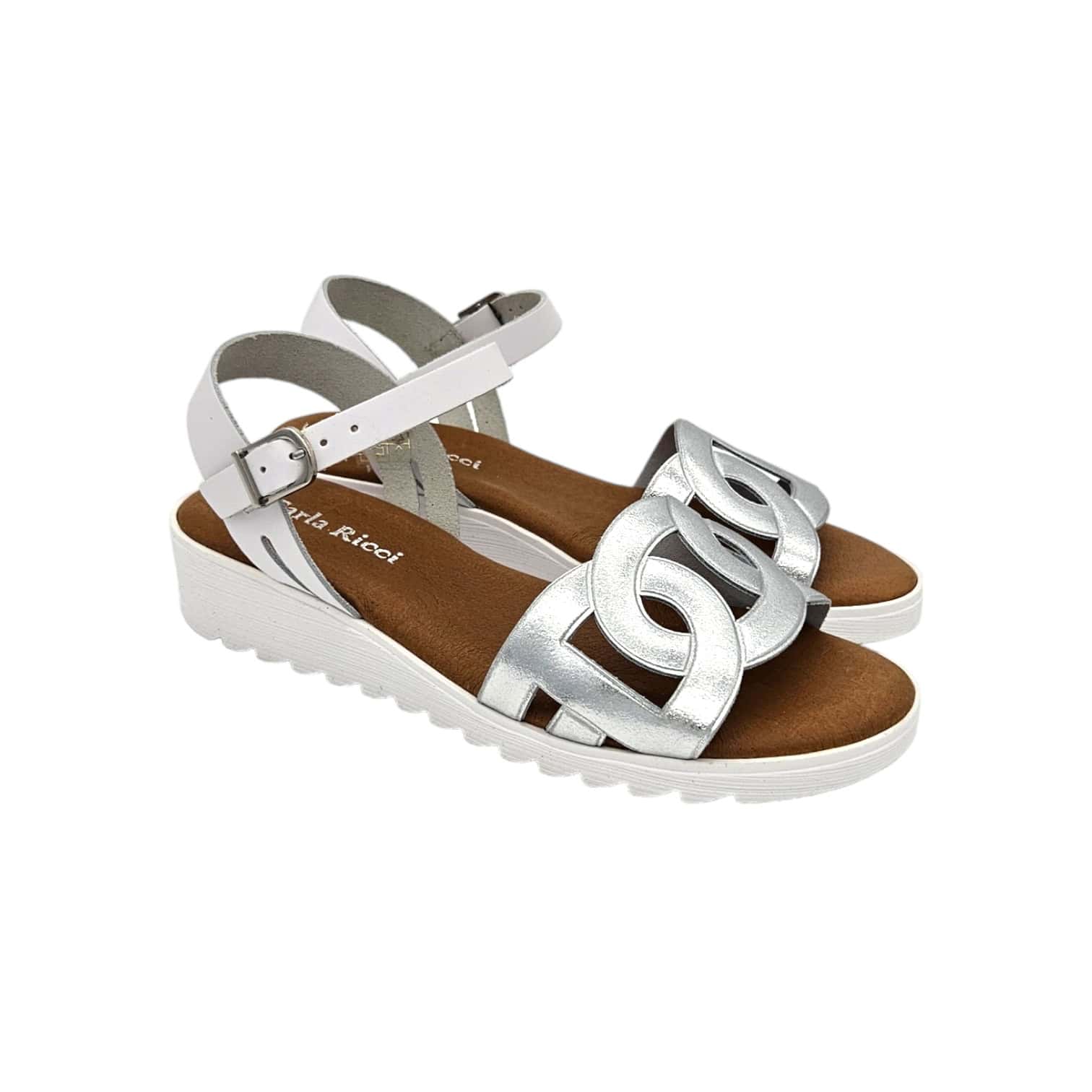 Carla Ricci 2473 Plata/Blanco fehér-ezüst szandál