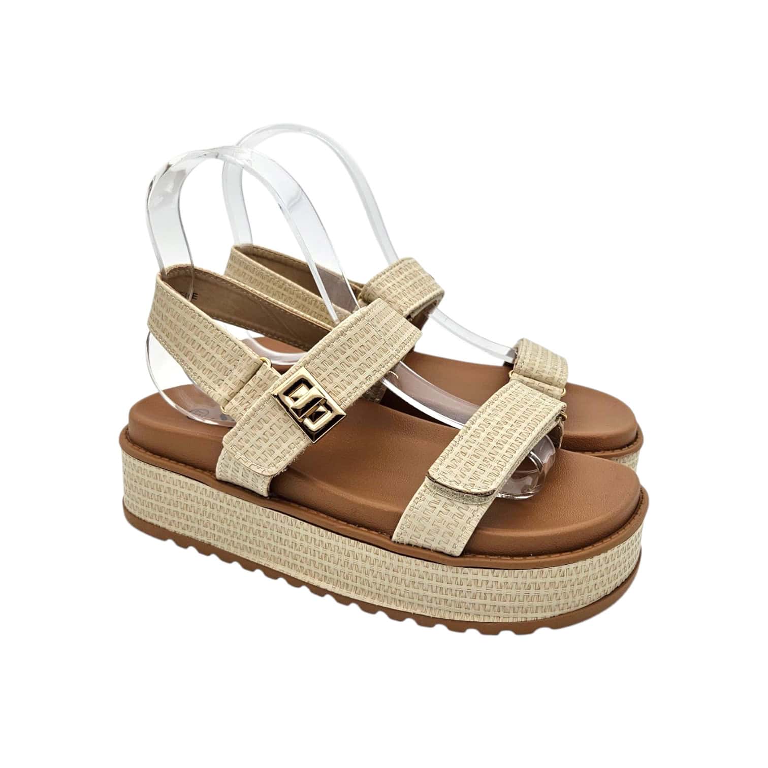 PS46 bézs szalma hatású szandál