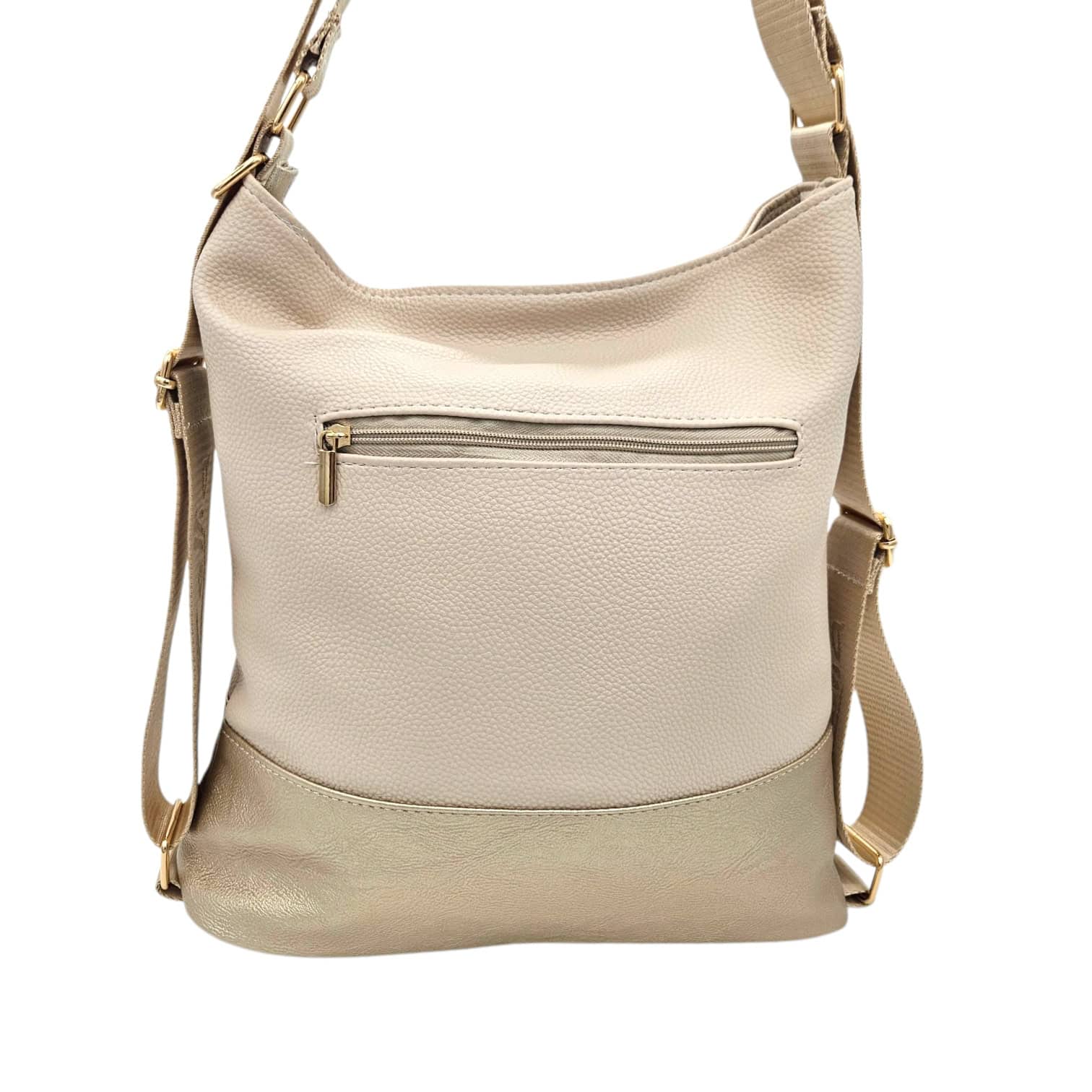 Zellia 19010 beige-arany-brw-ch 2in1 váll&hátitáska - Image 5