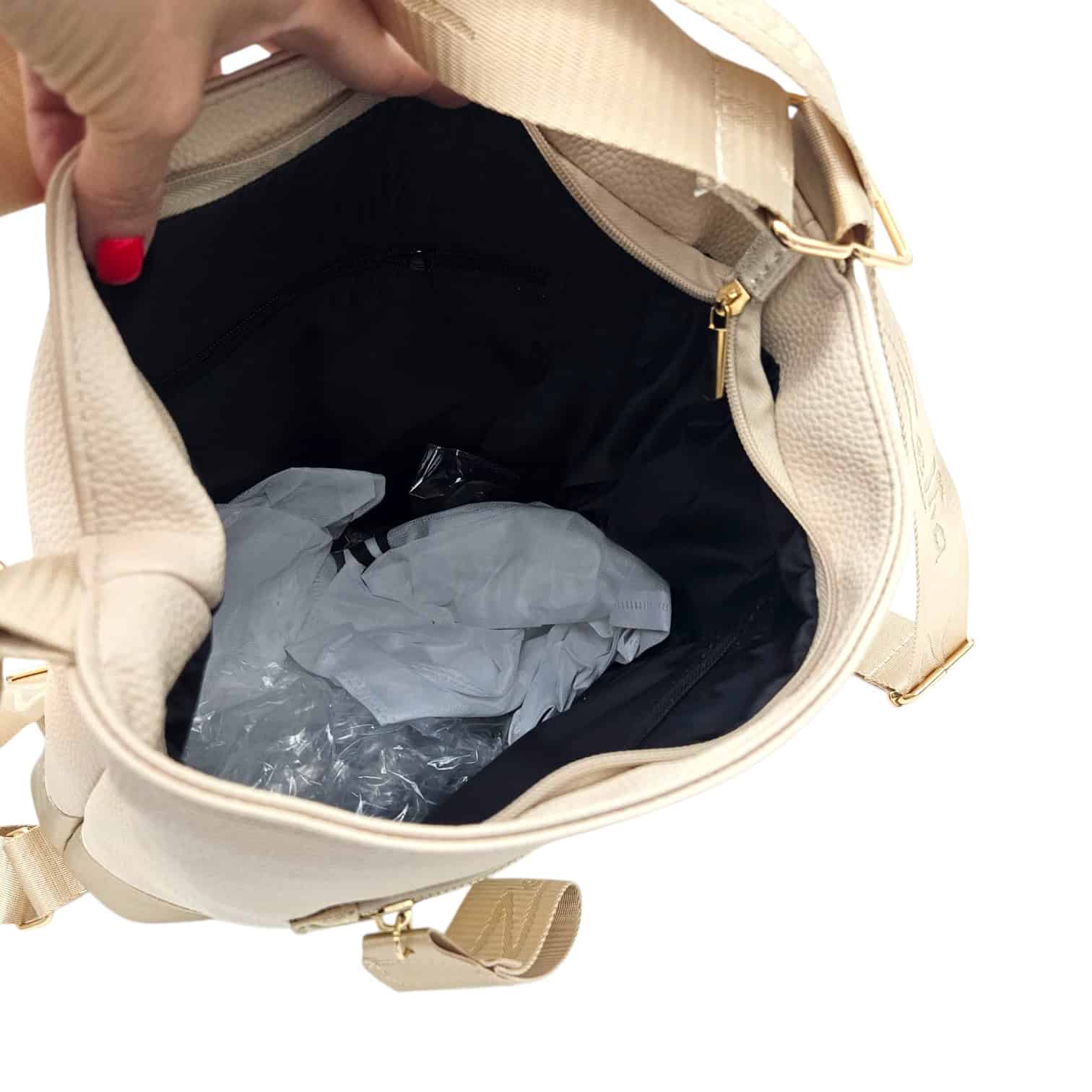 Zellia 19010 beige-arany-brw-ch 2in1 váll&hátitáska - Image 6