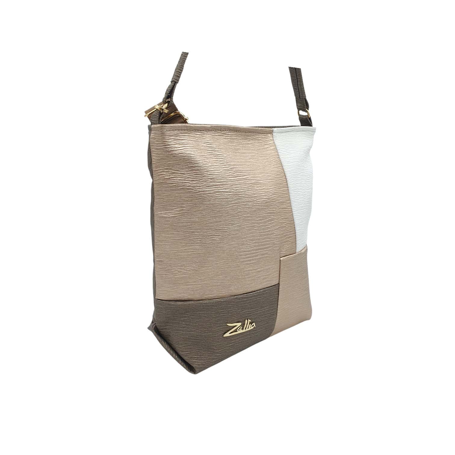 Zellia 2in1 Válltáska ZLB111 Fehér-Arany-Bronz-Groove - Image 2