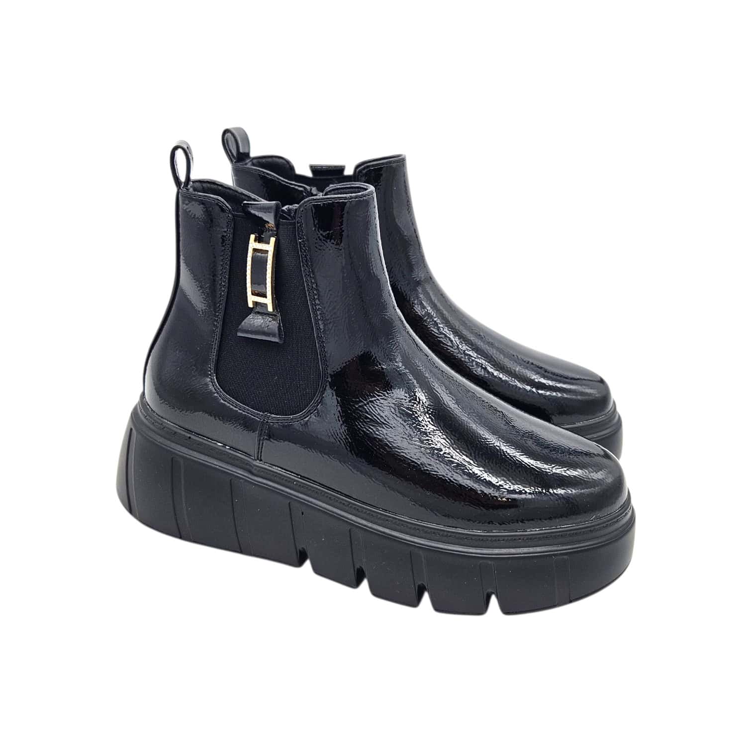 H-246 bokacsizma fekete lakk