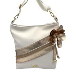 Zellia Oldaltáska 394x Fehér-Arany virág