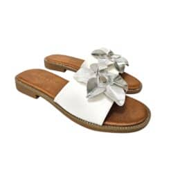 BSD273-4  Papucs fehér-ezüst