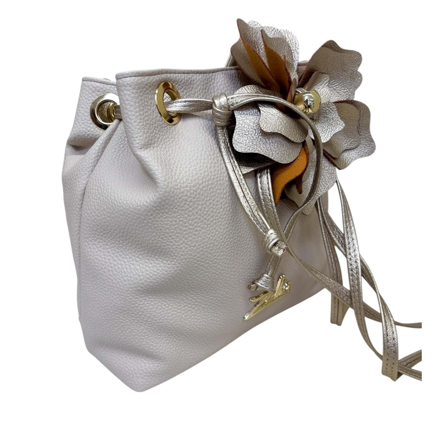 Zellia Kézitáska 26042F Beige-Arany-Brw-Virág dísz - Image 2